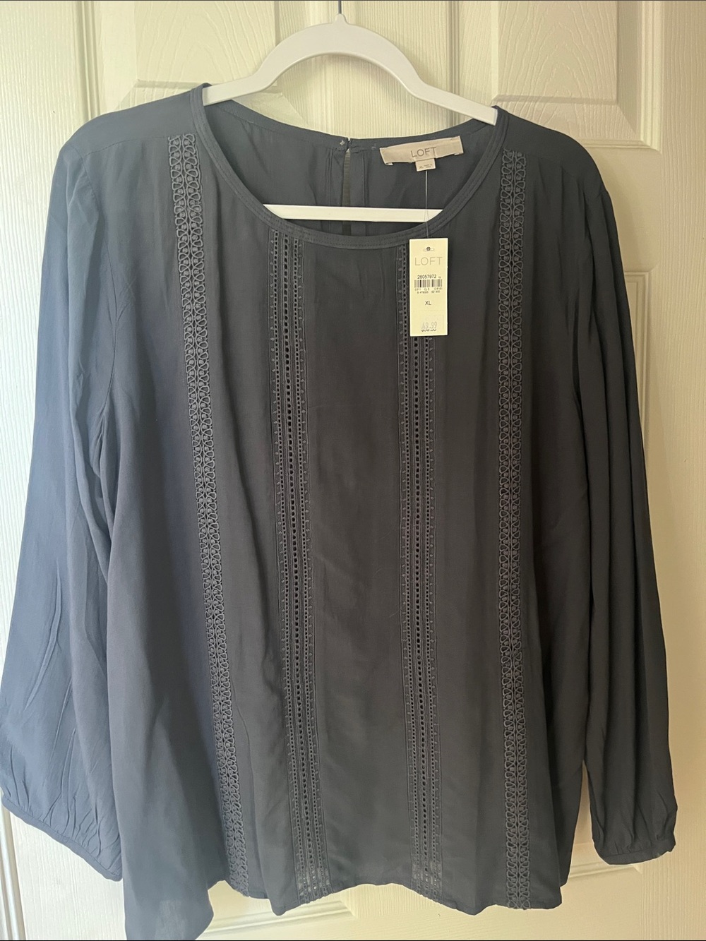 LOFT Long-Sleeve Lace-Trim Blouse